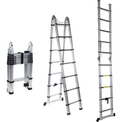 Afbeelding van Ladder dubbele telescopische 4,4 m 14 treden Detoolz