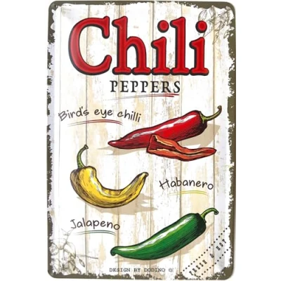 Afbeelding van Wandbord Huis Tuin Keuken Chili Peppers