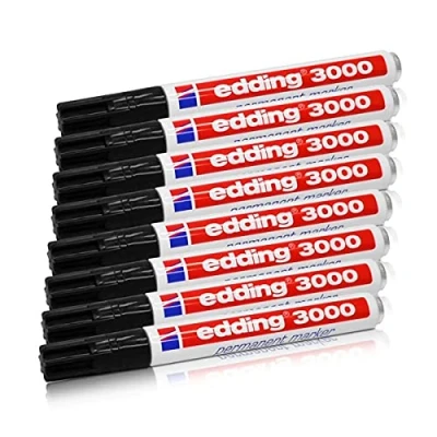 Afbeelding van edding 8 stuks EDD 3000 permanente markers zwart 1,5 3 mm navulbaar