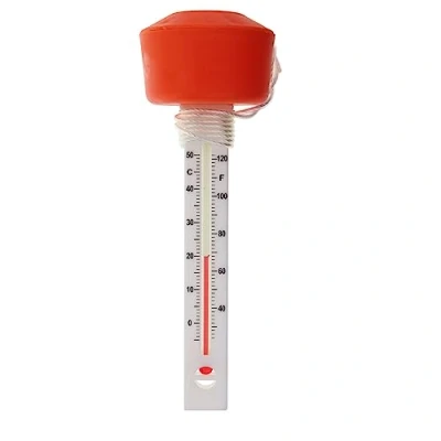Afbeelding van Zwembadthermometer, drijvend, analoog, gemakkelijk af te lezen watertemperatuurschaal, met oranje vlotter voor eenvoudig zoeken