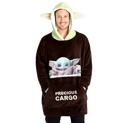 Afbeelding van Disney The Mandalorian fleece hoodie voor heren, Yoda patroon, Bruin/Groen