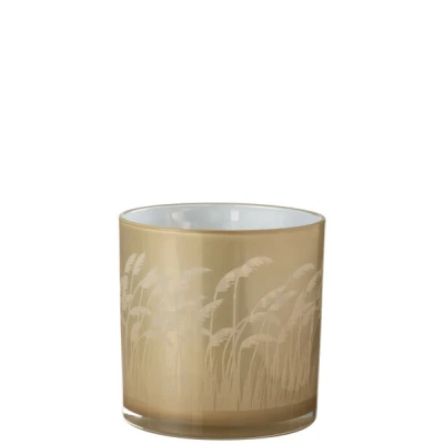 Afbeelding van Jonckheere Collectie Windlicht pampas glas beige/wit large