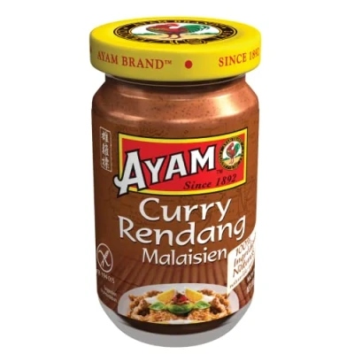 Afbeelding van AYAM Rendang Currypasta, 100% natuurlijke ingrediënten, authentieke smaken, gemakkelijk te koken, Maleisische curry, gezond, glutenvrij, lactosevrij, zonder conserveringsmiddelen, 100 g, 1 stuk