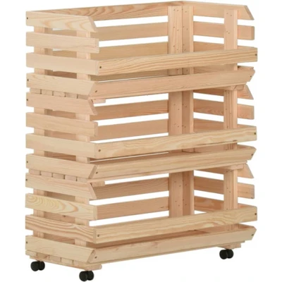 Afbeelding van Groentetrolley 77x30x80 cm massief grenenhout