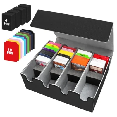 Afbeelding van Verzamelkaartenopbergdoos met 10 kleurrijke scheidingswanden, 4 schuimblokken, hoogwaardige magnetische doos, TCG Magic The Gathering kaartenetui