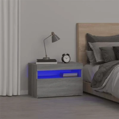 Afbeelding van Nachtkastje met LED verlichting 60x35x40 cm grijs sonoma eiken