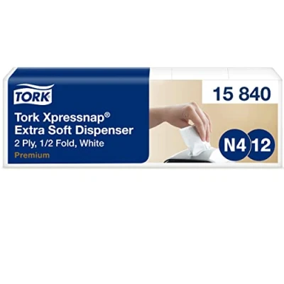 Afbeelding van Tork Xpressnap 15840 8 verpakkingen van 500 extra zachte niet bedrukte papieren handdoekdispenserservetten voor handdoekdispenser N4, wit