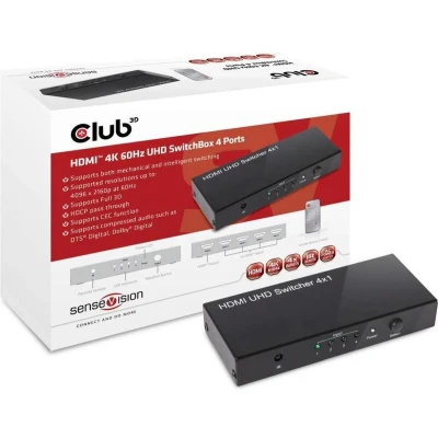 Afbeelding van club3D CSv 1370 HDMI switch 4 poorten 4096 x 2160 Pixel