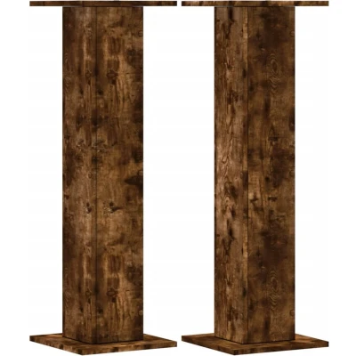 Afbeelding van vidaXL Speakerstandaards 2 st 30x30x95 cm bewerkt hout gerookt eiken
