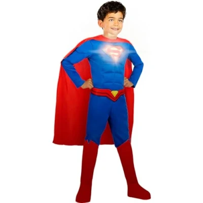 Afbeelding van FUNIDELIA Superman Lights On! kostuum 7 9 jaar (134 146 cm)