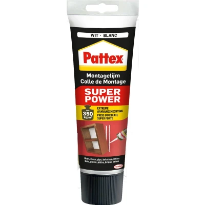 Afbeelding van Pattex Super Power Waterbased 250 g Tube Binnen &amp; Buiten gebruik Universeel te voor alle materialen Extreem sterke Montage lijm Montagelijm doeleinden!