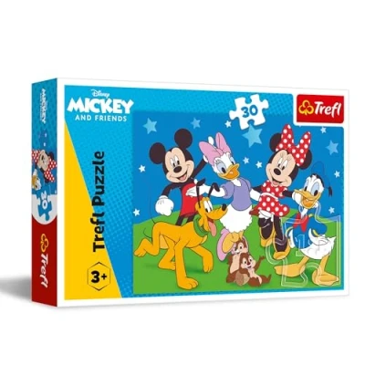 Afbeelding van Trefl Disney, Mickey en zijn vrienden puzzel 30 stukjes kleurrijke met figuren uit Disney anime films, creatieve vrije tijd, voor kinderen vanaf 3 jaar