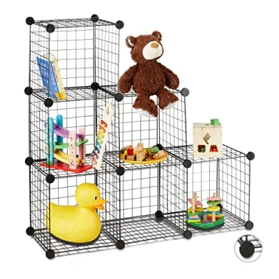 Afbeelding van vakkenkast 6 vakken van 30 x cm trapvorm room divider zwart