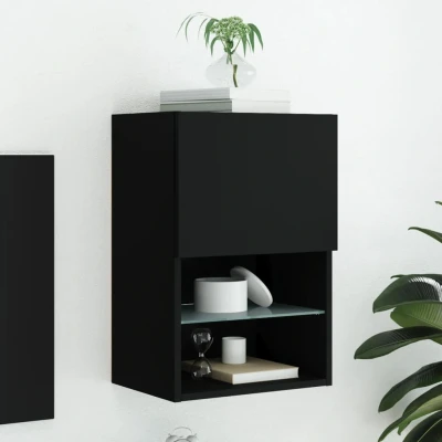 Afbeelding van Tv meubel met LED verlichting 40,5x30x60 cm zwart