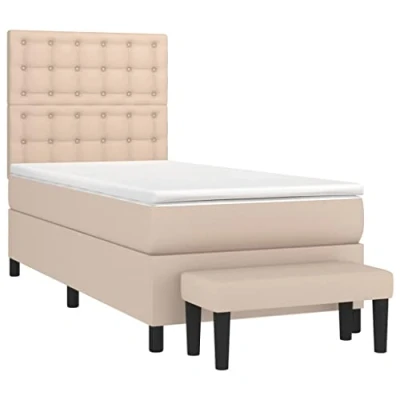 Afbeelding van vidaXL Boxspring met matras kunstleer cappuccinokleurig 90x190 cm