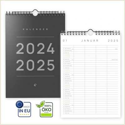 Afbeelding van Wandkalender met 4 kolommen 2024 en 2025