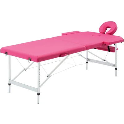 Afbeelding van vidaXL Massagetafel inklapbaar 2 zones aluminum roze