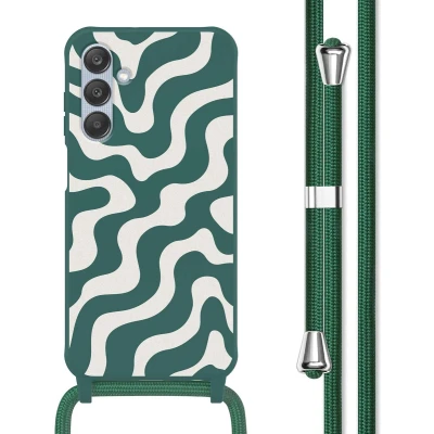 Afbeelding van imoshion hoesje Geschikt voor Samsung Galaxy A25 met koord Siliconen design Meerkleurig / Petrol Green Groovy