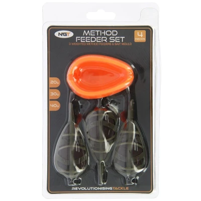 Afbeelding van NGT Method Feeder Set 3+1 (20/30/40g) feeders