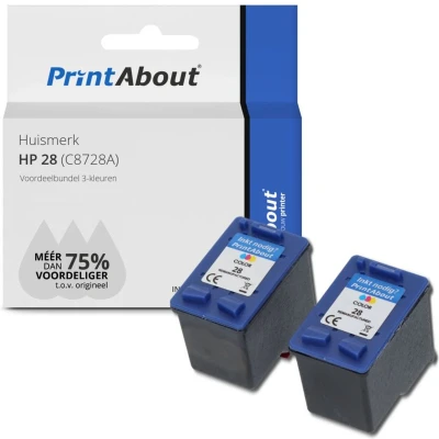 Afbeelding van Huismerk HP 28 (C8728A) Inktcartridge 3 kleuren Voordeelbundel 2 pack