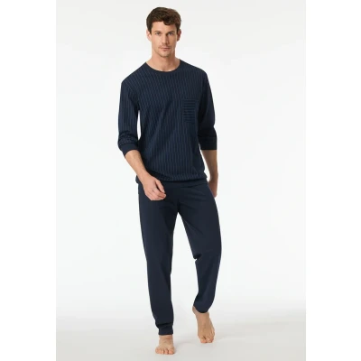 Afbeelding van Schiesser Comfort Essentials Pyjama, Heren, Maat: 27, Dunkeblau