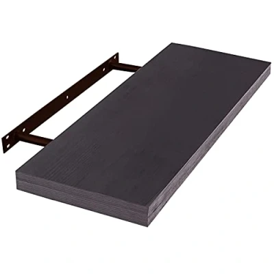 Afbeelding van EUGAD Wandrek van MDF, decoratief opbergrek, drijvend, 100 cm lang, zwart