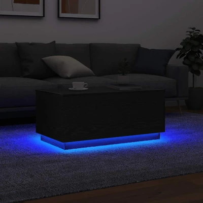 Afbeelding van vidaXL Salontafel met LED verlichting 90x50x40 cm zwart eiken