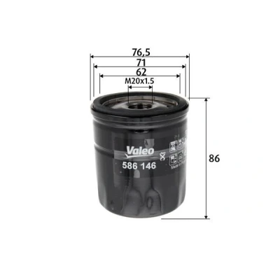 Afbeelding van VALEO 586146 Oliefilter M20x1.5 Opschroeffilter SEAT: Ibiza 4, 4 Sportcoupe, ST, VOLKSWAGEN: Polo V Hatchback, SKODA: Rapid Spaceback