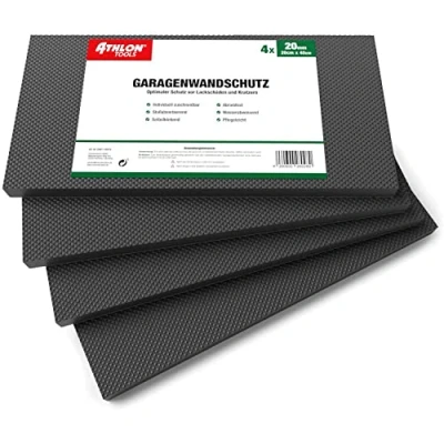 Afbeelding van ATHLON TOOLS MaxProtect Premium Garage wandbescherming, zelfklevend, elk 40 x 20 2,0 cm, bescherming tegen stoten en stoten, (Zwart)