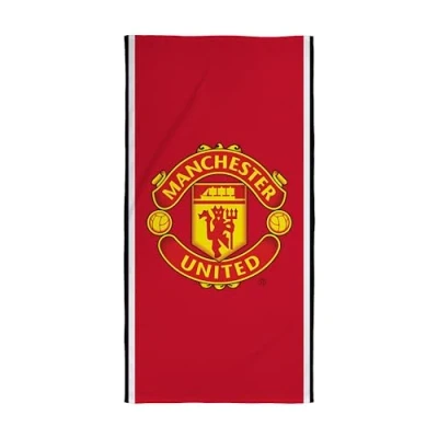 Afbeelding van Manchester United FC Character World Officiële handdoek, superzacht gevoel, voetbalclubbadge, perfect voor thuis, badkamer, strand en zwembad, eenheidsmaat 75 cm x 150 cm, 100%