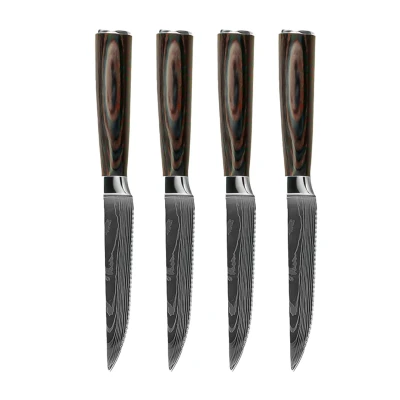 Afbeelding van Shinrai Japan Damascus Print 4 Steakmessen