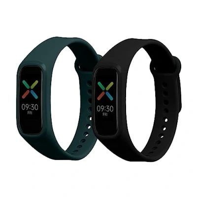 Afbeelding van kwmobile 2x horlogebandjes geschikt voor Oppo band Sport bandje Smartwatch bandjes van TPU Activity tracker horloge in zwart / blauwgrijs