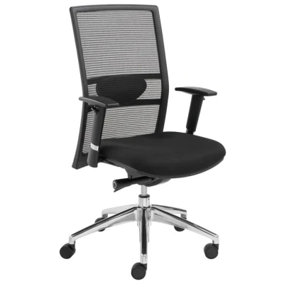Afbeelding van Ergonomische EN 1335 genormeerde bureaustoel 1514 Chroom frame met rug in Zwart