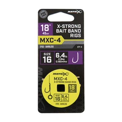 Image de Matrix Onderlijn MXC 4 X Strong Bait Band Rigs 18 (45cm) Eyed Barbless Taille : crochet 16