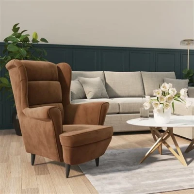 Afbeelding van Fauteuil fluweel bruin