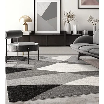 Afbeelding van Modern design woon of slaapkamer tapijt Geometrische patronen Grijs 200x280 Binnen The Carpet PEARL