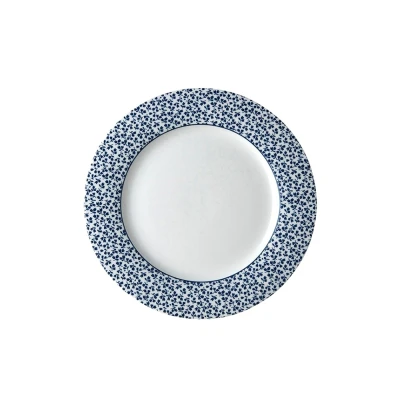 Afbeelding van Laura Ashley Blauw Floris Set 4 Platte Borden 23cm Wit Porselein