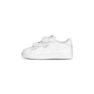 Afbeelding van Puma Smash Unisex Sneakers laag voor kinderen, Maat: 27, Whitecool light gray Leer