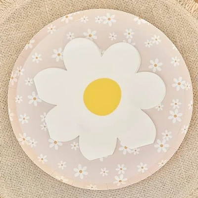 Afbeelding van Ginger Ray Set van 8 papieren servetten in de vorm een madeliefje Pastel