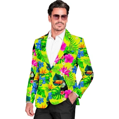 Afbeelding van Widmann Hawaii &amp; Carribean Tropisch Kostuum Tropicana Bloemen Colbert Man Geel, Groen XXL Carnavalskleding Verkleedkleding