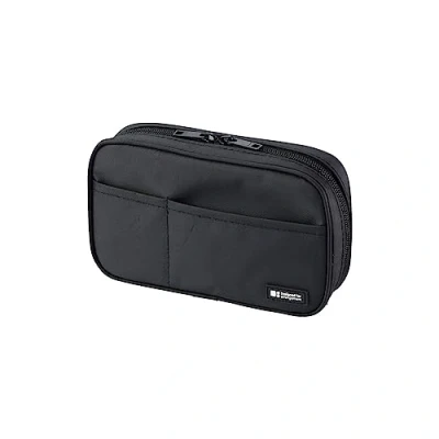 Afbeelding van LIHIT LAB Pennenetui met dubbele ritssluiting, standaard: 7,9 x 2,0 4,7 inch, diepzwart