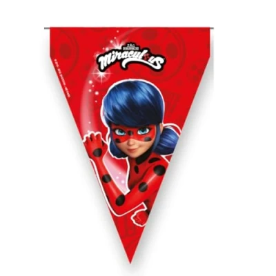 Afbeelding van BeenSmile, Ladybug banderoin, wimpel voor kinderen, decoratie kinderverjaardag, feestartikelen, feest en verjaardag, 1 stuk, 3 m
