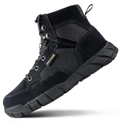 Afbeelding van FREE SOLDIER Herenlaarzen, ultralicht, tactisch, militair, werklaarzen, 15 cm, high top, veters, ademend, woestijnlaarzen, zwart, 40 EU, zwart.