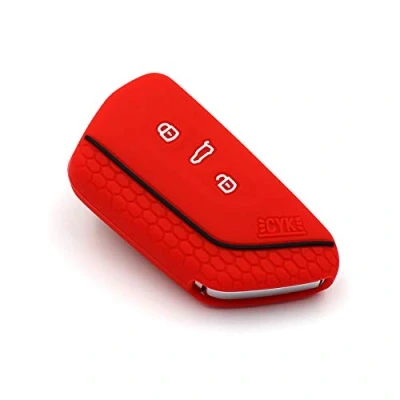 Afbeelding van Finest Folia VF Beschermhoes voor autosleutel met 3 knoppen , van siliconen, rood