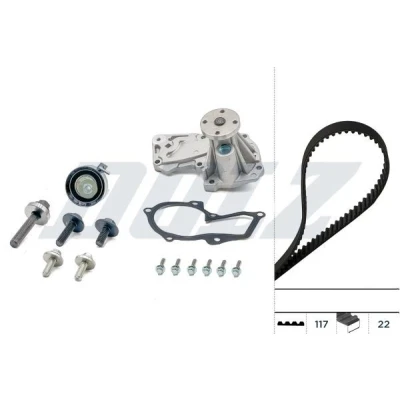 Afbeelding van DOLZ KD070 Waterpomp + Distributieriem Set 117 FORD: FIESTA 6, C Max 2, 5, VOLVO: V50, S40 II, C30