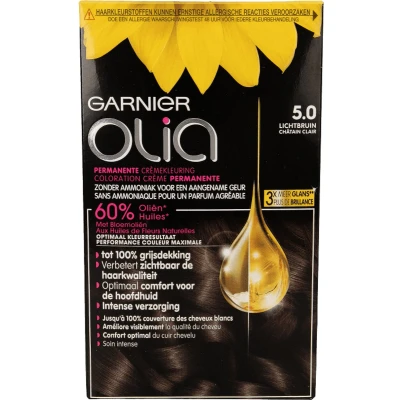 Afbeelding van 1+1 gratis: Garnier Olia Permanente Crèmekleuring 5.0 Licht Bruin
