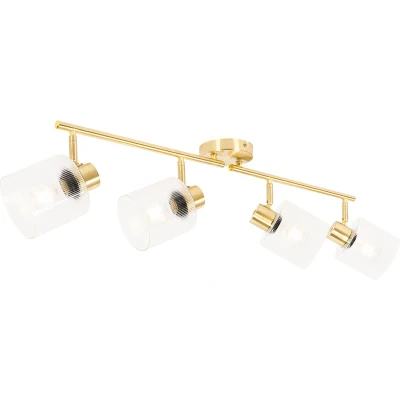 Afbeelding van QAZQA laura Art Deco Plafondspot Spotje Opbouwspot 4 lichts L 111 cm Goud Woonkamer Slaapkamer Keuken