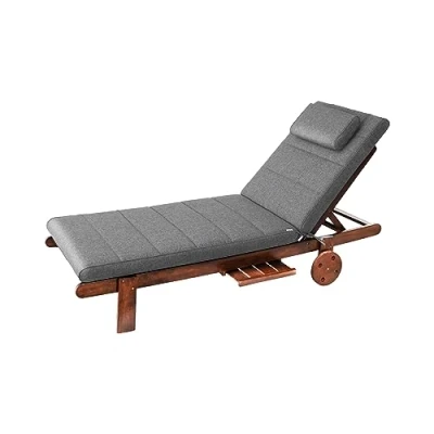 Afbeelding van PillowPrim Matras voor tuinmeubelen, ligstoel, balkon, buiten, bekleding, bank, zitkussen, antraciet, 204 x 60 cm