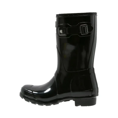 Afbeelding van Hunter Original Womens Short Gloss BOOT Regenlaarzen, Dames, Maat: 43, Black Natuurrubber