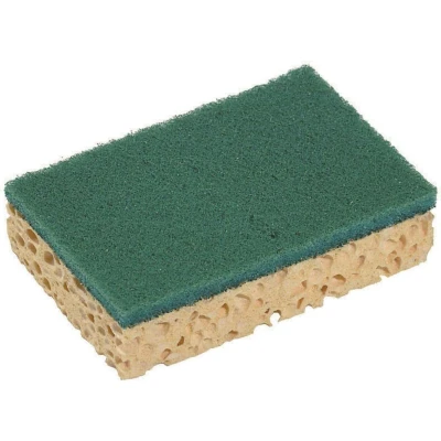 Afbeelding van Basic kleine viscose schuurspons pak à 10 stuks 130x84x22 mm geel groen